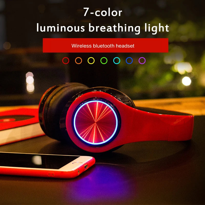 Headsets Gamer Headphones Blutooth Surround Sound Stereo Wireless Earphone USB with Microphone Colourful Light PC Laptop Headset