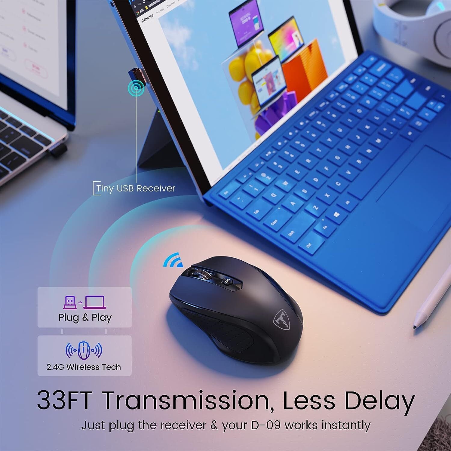 Easterntimes Tech Wireless Computer Mouse D-09 USB CA57BN TUVD-09
