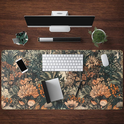 Boho Aesthetic Desk Mat Wildflowers Large Mouse Pad Gaming Desk Pad, XXL Keyboard Mat Full Desktop Women Office Desk Accessories with Stitched Edges Anti-Slip Funny Deskpad, 31.5 X 15.8 In