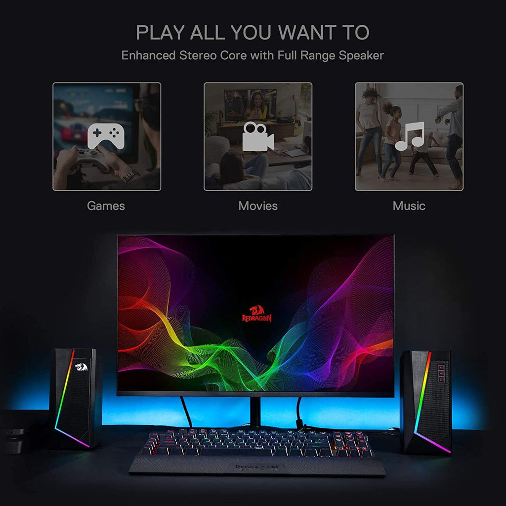 Parlantes Bocinas Altavoces Para PC Computadora Gamer Videojuegos Luces LED RGB