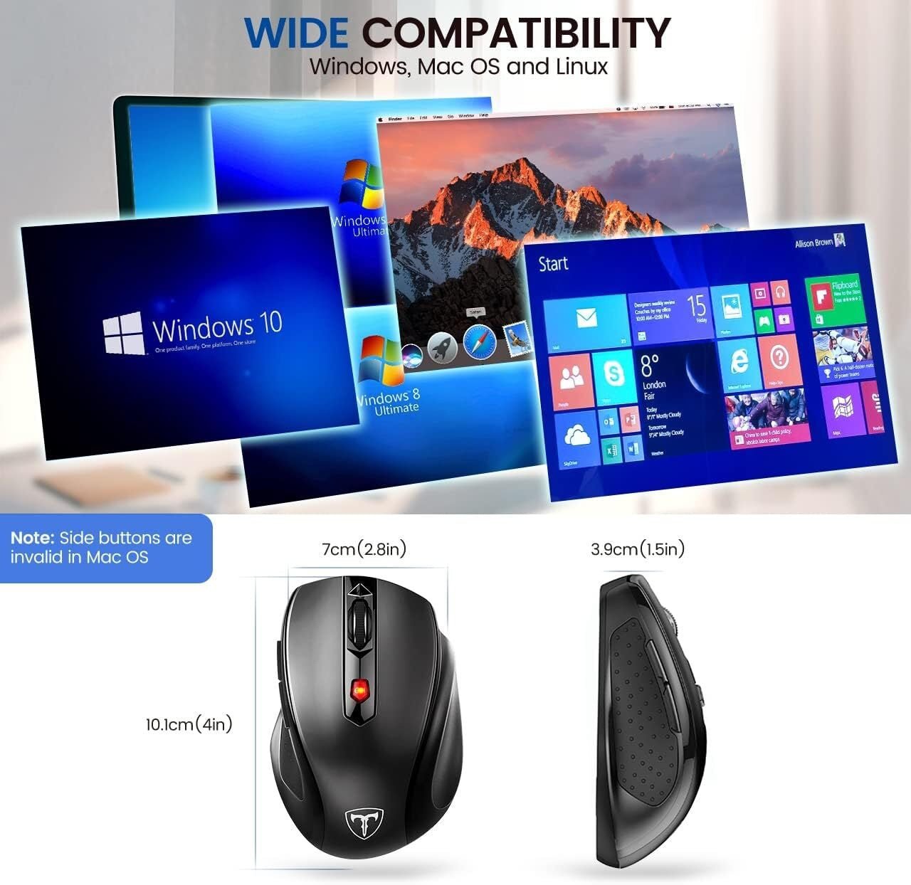 Easterntimes Tech Wireless Computer Mouse D-09 USB CA57BN TUVD-09