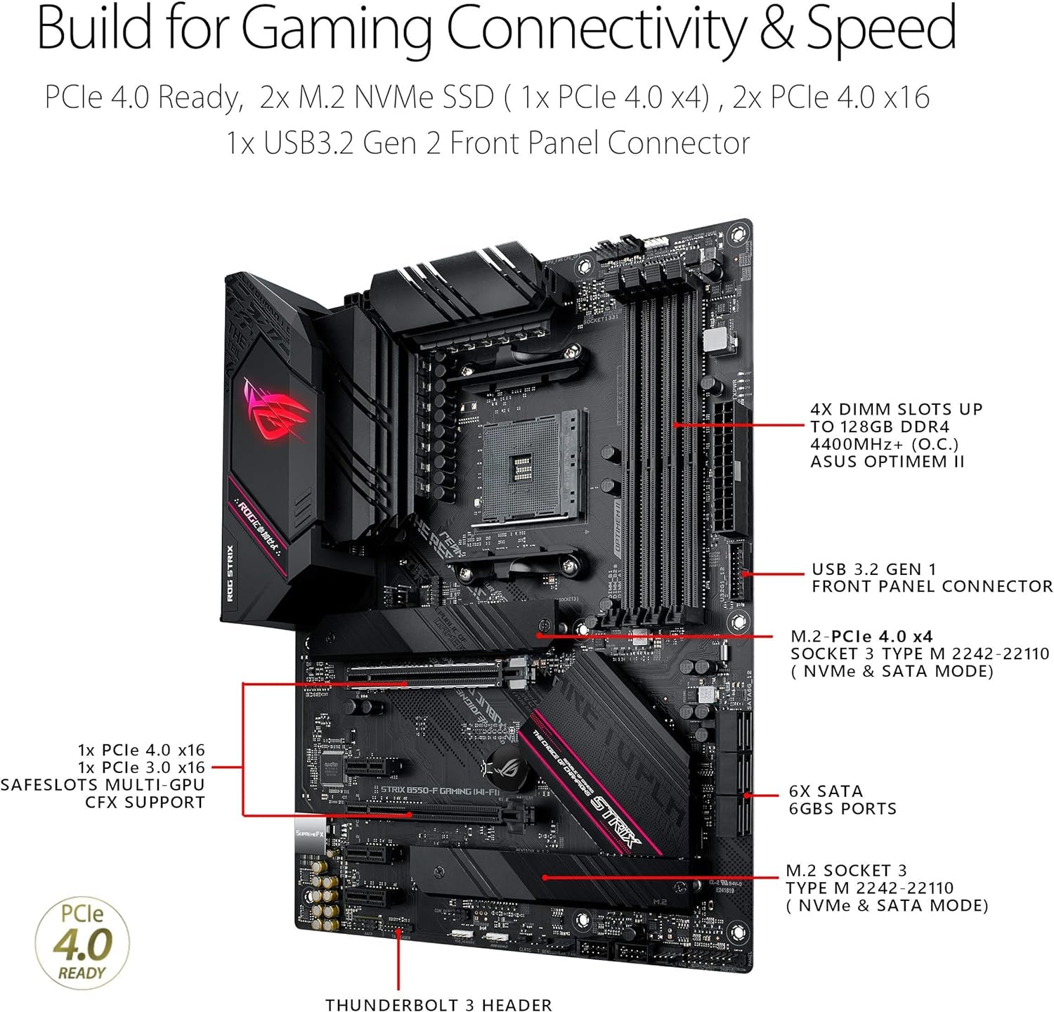 ROG Strix B550-F Gaming (Wifi 6) AMD AM4 Zen 3 Ryzen 5000 & 3Rd Gen Ryzen ATX Gaming Motherboard