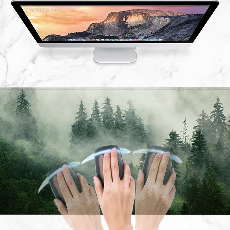 Mouse Pad Gamer Computer New Home XXL Mousepads Keyboard Pad Foggy Green Forest Gamer Carpet Natural Rubber Anti-Slip Mouse Mat