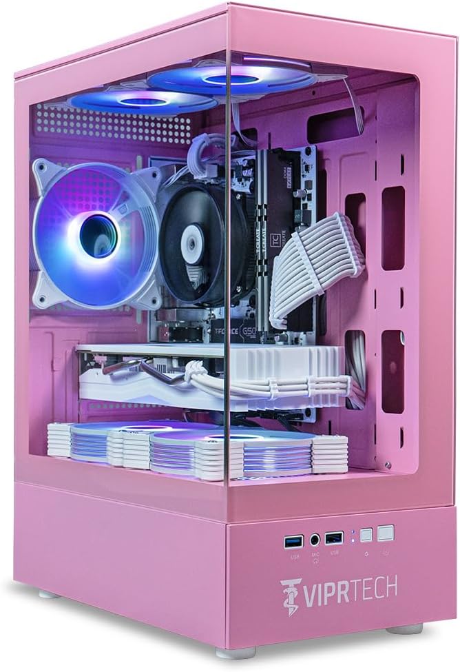 ViprTech Stryker 1.0 Gaming PC - AMD Ryzen 7 (4.1GHz Turbo), RX 580 8GB, 32GB DDR4 3200, 1TB NVMe SSD, 700W PSU, WiFi BT, Win 11 Pro, RGB, Desktop Computer Prebuilt, White