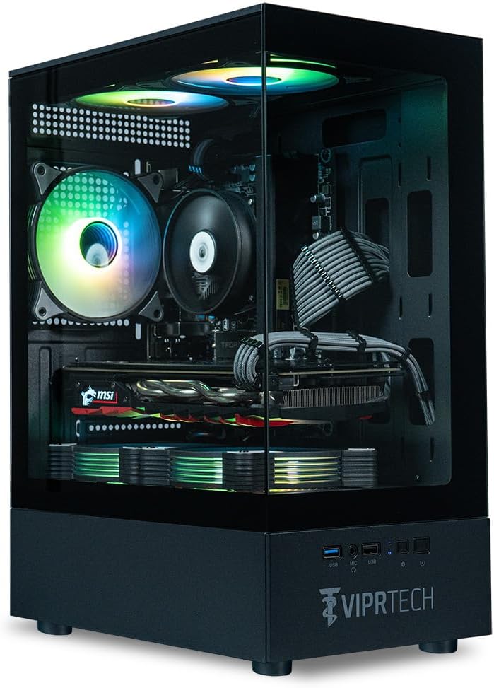 ViprTech Stryker 1.0 Gaming PC - AMD Ryzen 7 (4.1GHz Turbo), RX 580 8GB, 32GB DDR4 3200, 1TB NVMe SSD, 700W PSU, WiFi BT, Win 11 Pro, RGB, Desktop Computer Prebuilt, White