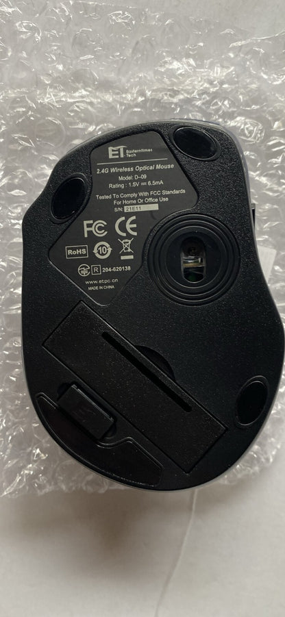Easterntimes Tech Wireless Computer Mouse D-09 USB CA57BN TUVD-09