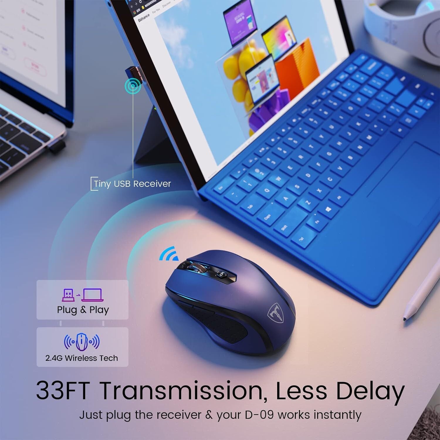 Easterntimes Tech Wireless Computer Mouse D-09 USB CA57BN TUVD-09