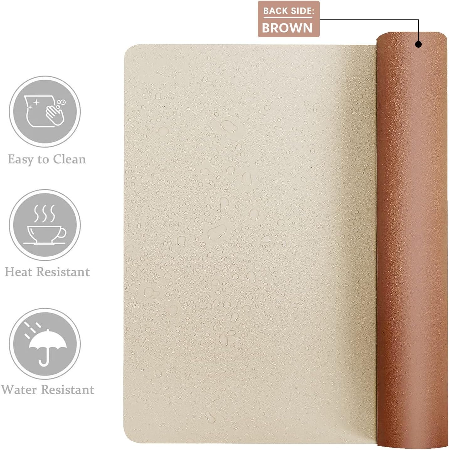 Double-Sided PU Leather Desk Pad - Non-Slip Large Mouse Pad & Desk Mat for Office, Home - Waterproof, Easy to Clean, Durable Dual-Sided Surface (23.6"X13.7", Beige)