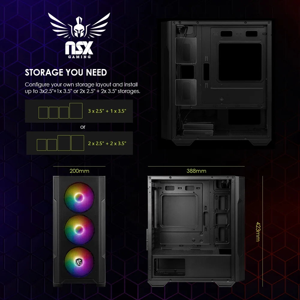 PC - AMD Ryzen 5 5600G, 16 Gb DDR4 3600, 512 Gb M2 Nvme SSD, RGB Fans, W11