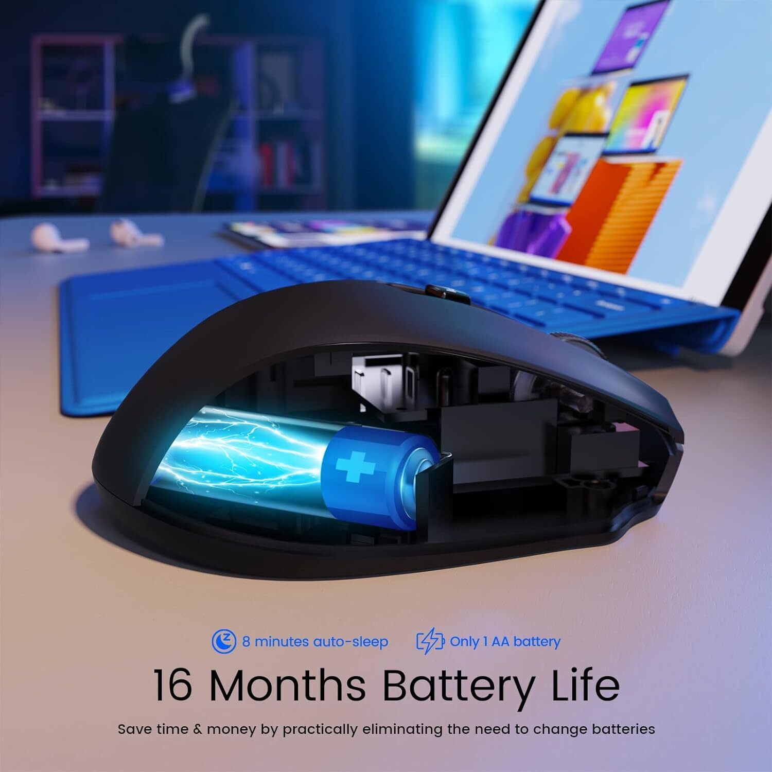 Easterntimes Tech Wireless Computer Mouse D-09 USB CA57BN TUVD-09
