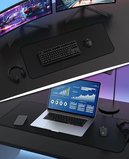Gaming Mouse Pad Extended Large Mousepad with Superior Micro-Weave Cloth, Waterproof Keyboard Pad with Stitched Edges, Non-Slip Base, 31.5 X 11.8 Inch, XL, Black