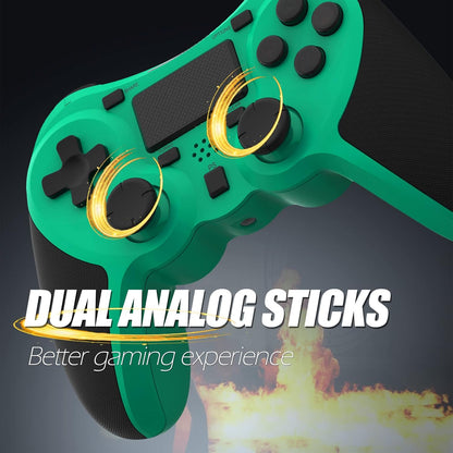 Wireless Controllers Compatible with Play-Station 4 Game Controllers for PS-4 Pro, PS-4 Slim-Built-In Speaker - Stereo Headset Jack Multitouch Pad - Rechargeable Lithium Battery (Green)