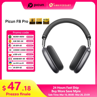 Picun F8 Pro Wireless ANC Headphones with 3D Audio