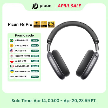 Picun F8 Pro Wireless ANC Headphones with 3D Audio