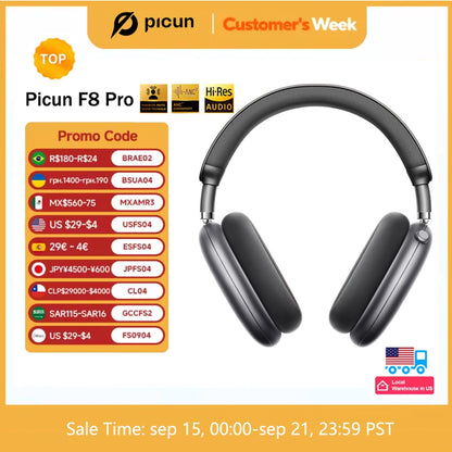 Picun F8 Pro Wireless ANC Headphones with 3D Audio