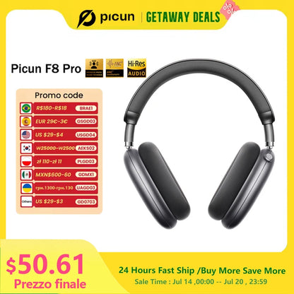Picun F8 Pro Wireless ANC Headphones with 3D Audio