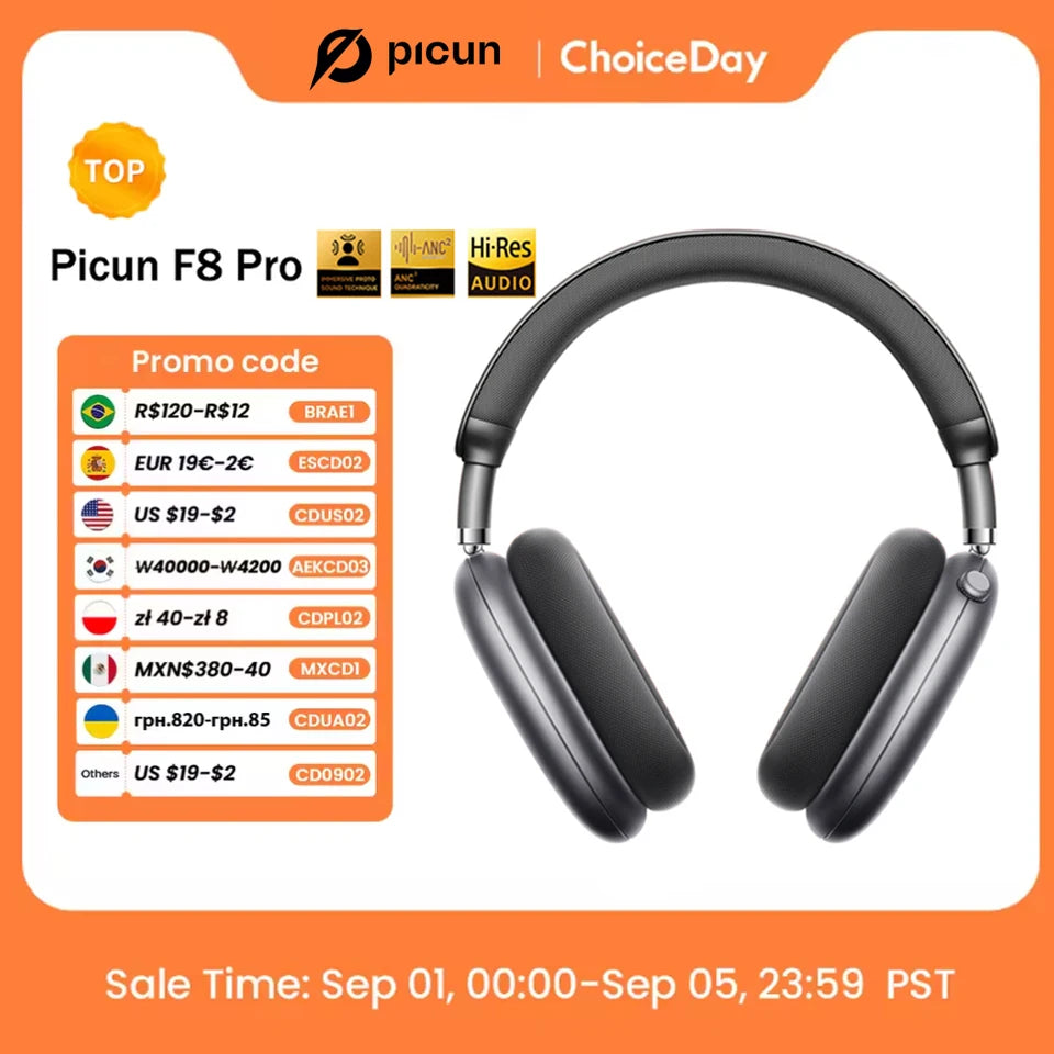 Picun F8 Pro Wireless ANC Headphones with 3D Audio