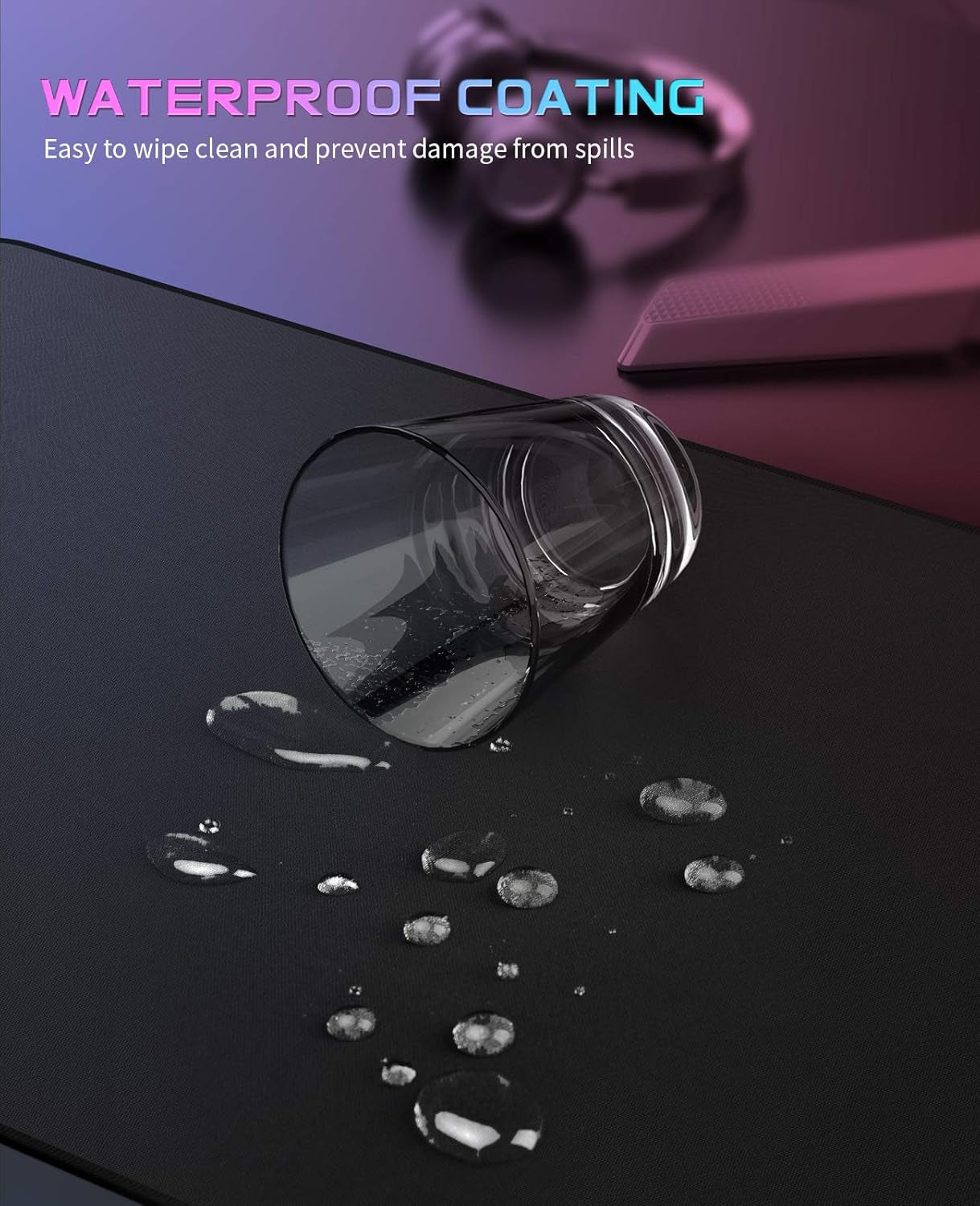 Gaming Mouse Pad Extended Large Mousepad with Superior Micro-Weave Cloth, Waterproof Keyboard Pad with Stitched Edges, Non-Slip Base, 31.5 X 11.8 Inch, XL, Black