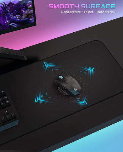 Gaming Mouse Pad Extended Large Mousepad with Superior Micro-Weave Cloth, Waterproof Keyboard Pad with Stitched Edges, Non-Slip Base, 31.5 X 11.8 Inch, XL, Black