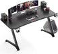 63 Inch Ergonomic Gaming Desk, Z Shaped Office PC Computer Desk with Large Mouse Pad, Gamer Tables Pro with USB Gaming Handle Rack, Stand Cup Holder and Headphone Hook, Black