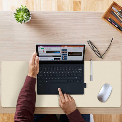 Double-Sided PU Leather Desk Pad - Non-Slip Large Mouse Pad & Desk Mat for Office, Home - Waterproof, Easy to Clean, Durable Dual-Sided Surface (23.6"X13.7", Beige)